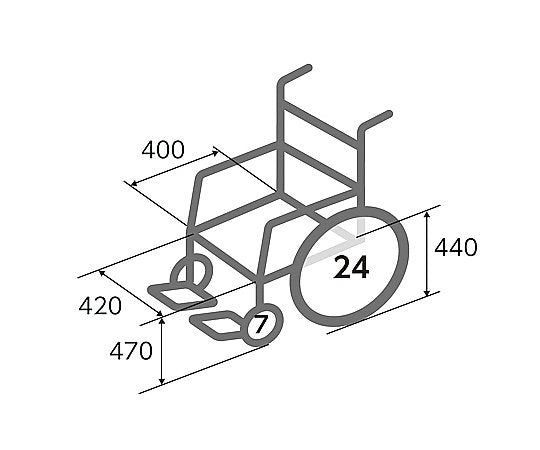 車椅子　自走式／スチール製　0-5953/ガードル棒付き
