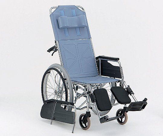 リクライニング車椅子 （自走式／スチール製／座幅400mm）　0-7718/ハイブリッドタイヤ