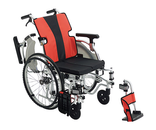 軽量簡単モジュール車椅子　7-8236/自走式/レッド