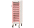 与薬カート　9床用　7-8466/ピンク